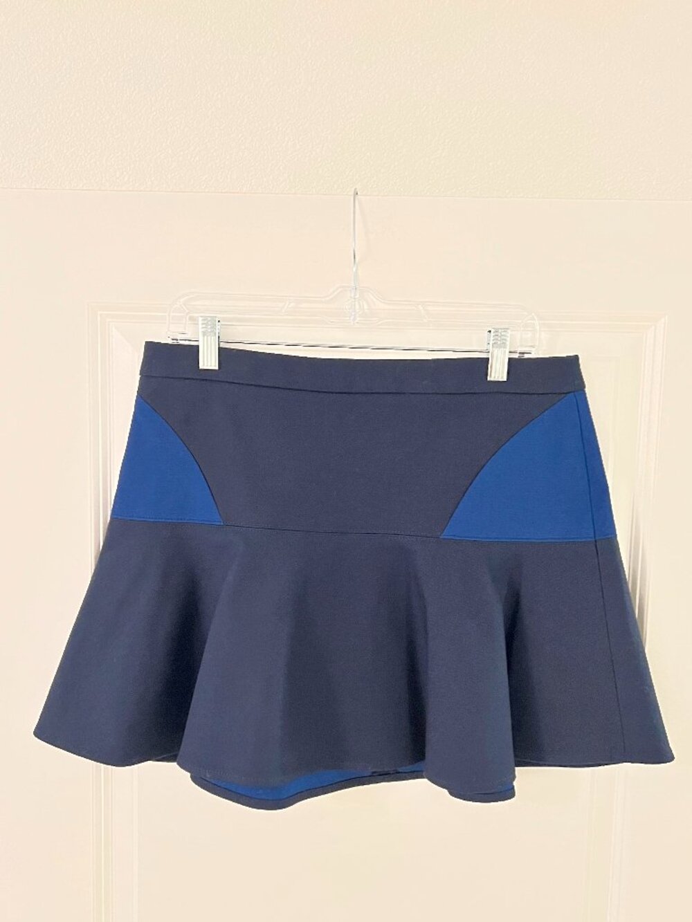 Club Monaco Navy Blue Wool Ruffle Peplum Mini Skirt